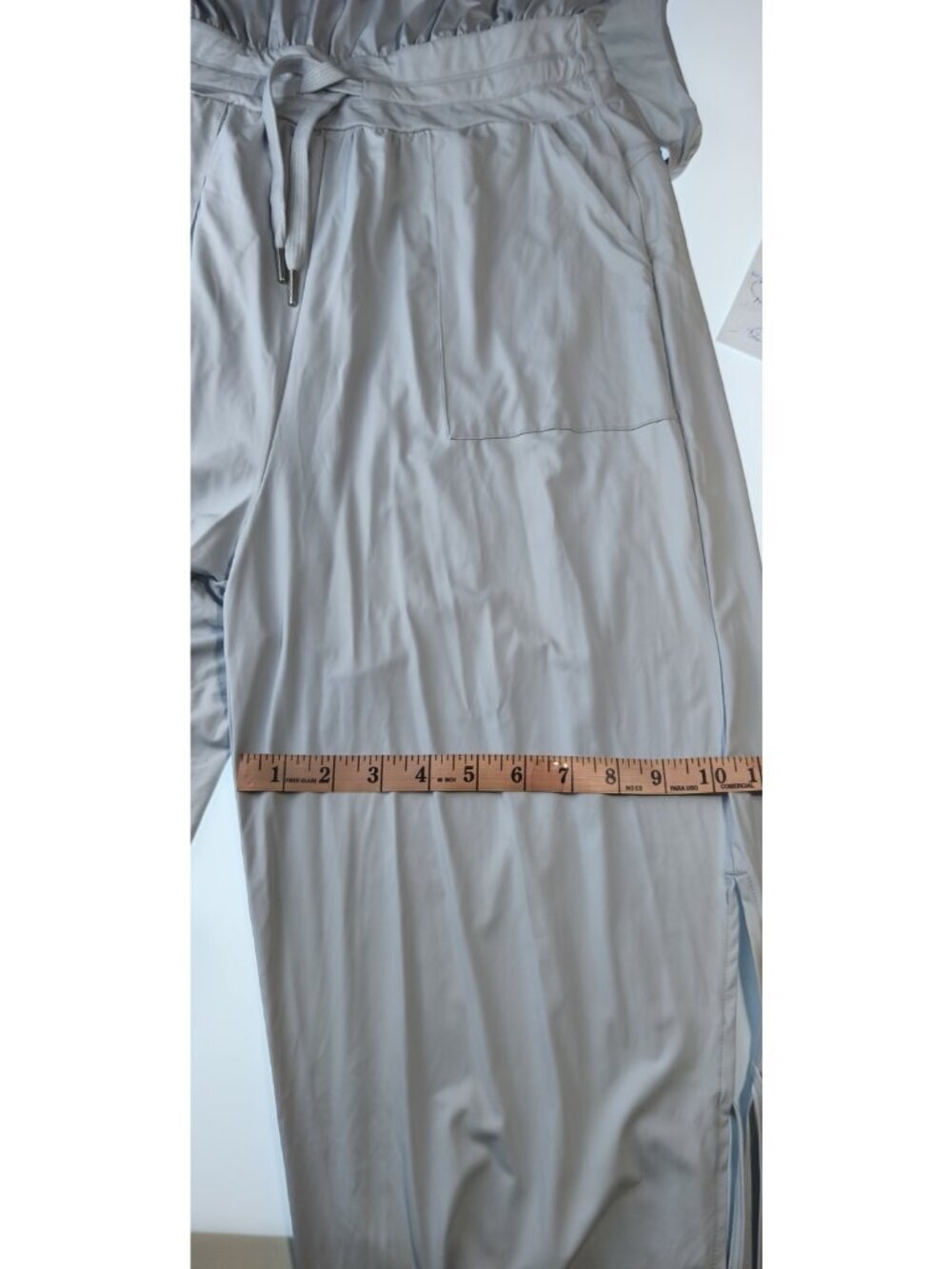 Halara NWT Cutout Waist Drawstring Wide Leg Jumpsuit Side Slit Gray Size M - Picture 9 of 13